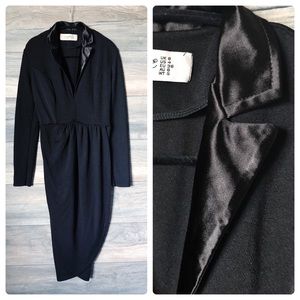 club l tuxedo wrap midi dress